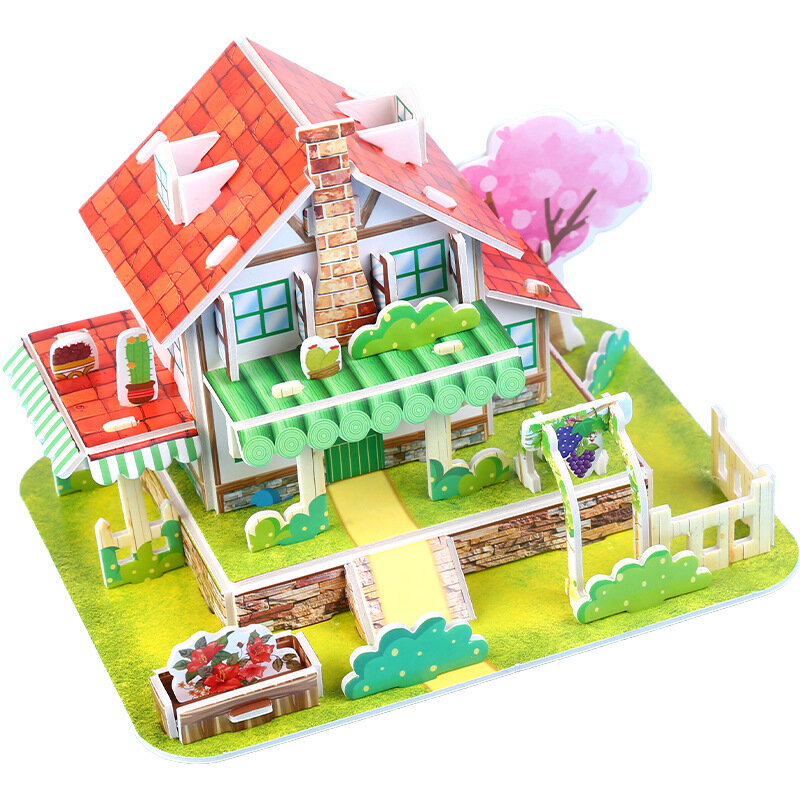 Three-dimensional 3d children's puzzle model for boys and girls handmade diy house baby puzzle assembling toy intelligence adult