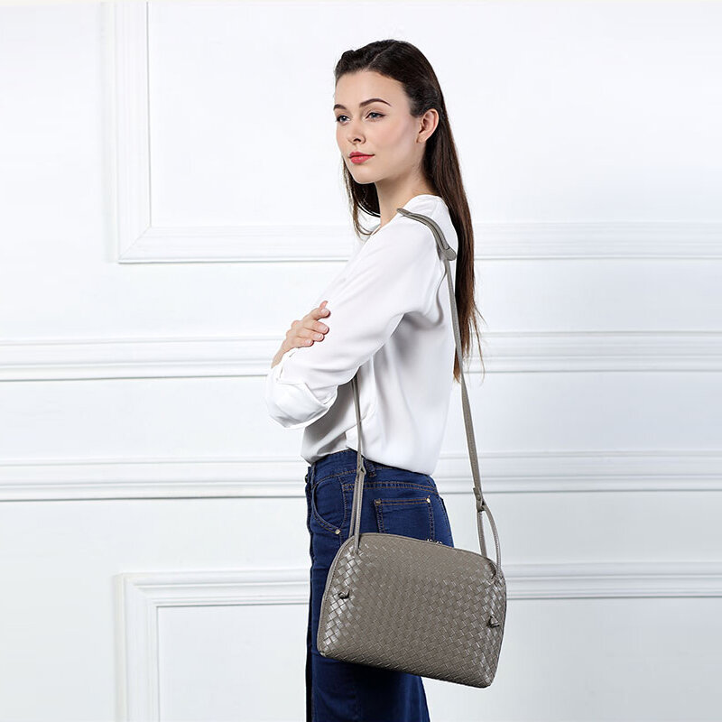 Skórzane damska torba na ramię luksusowej marki mody pleciona torba proste etui torba wysokiej jakości torba 100% kożuch 2022 nowy