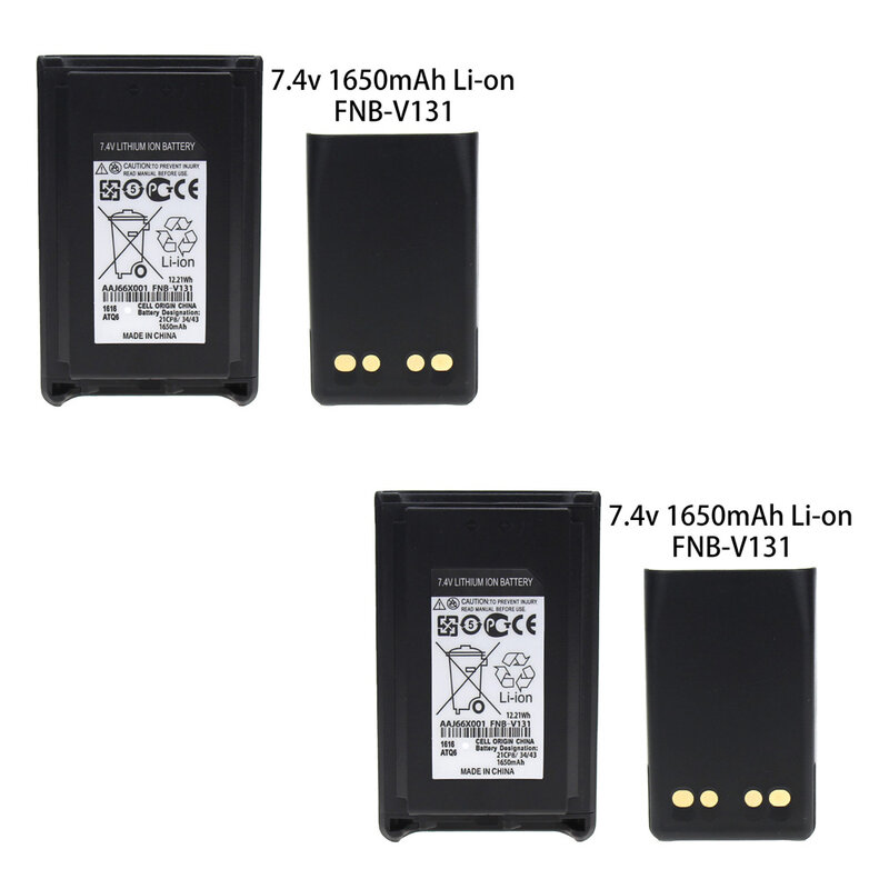 2X Vervangende Batterij voor Vertex VX230 VX231 VX234 VX228 FNB-V103LIA 1650mAh