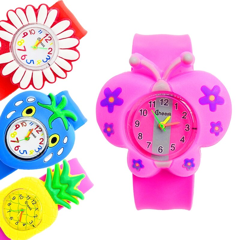 Green Plant Toy Children Watches Kids Quartz Analog Silicone Wristwatches Child Watch Birthday Gifts for Girls Boys Kid Clock