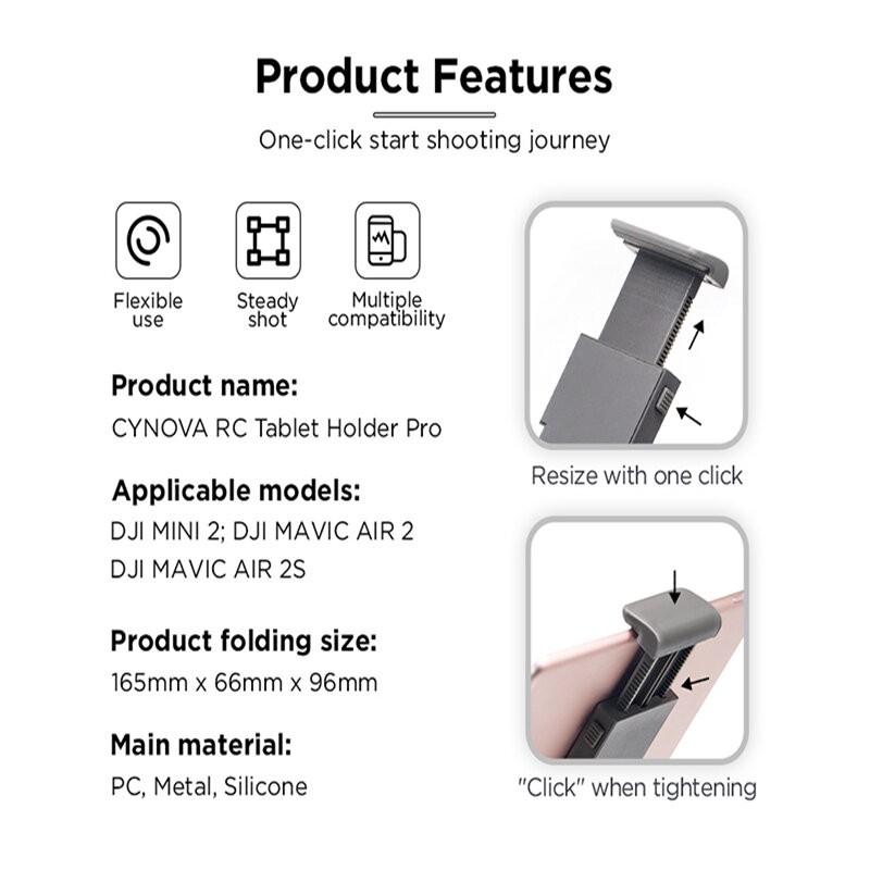 for Mini 2/Mavic Air 2/Air 2S Remote Control Foldable Expansion Bracket Tablet Holder Portable Phone Ipad Holder Drone Accessory