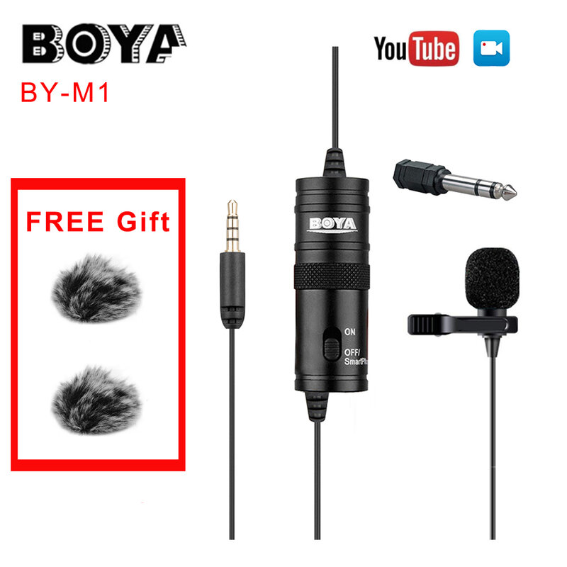 Mic BOYA BY-M1 BY-M1 Pro Microfono Lavalier Studio Mic Clip-on Microfono A Condensatore per Smartphone iPhone Android DSLR Videocamera audio
