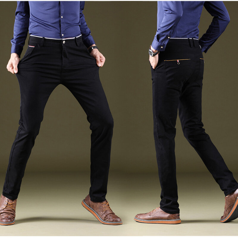 Pantalon décontracté en coton extensible pour homme, confortable, élastique, droit, streetwear, collection printemps-automne