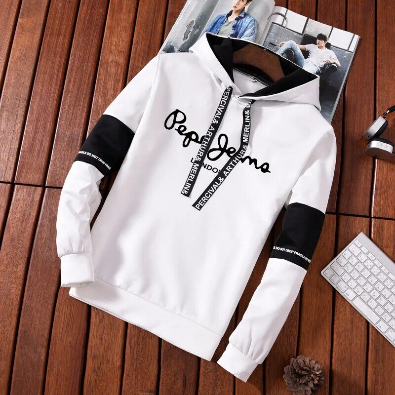 Mannen Pepe Print Capuchon Lange Mouwen Hooded Sweatshirt Hip Hop Trui Sport Top Mannelijke Oversized Kangoeroe Pocket Sweatshirts