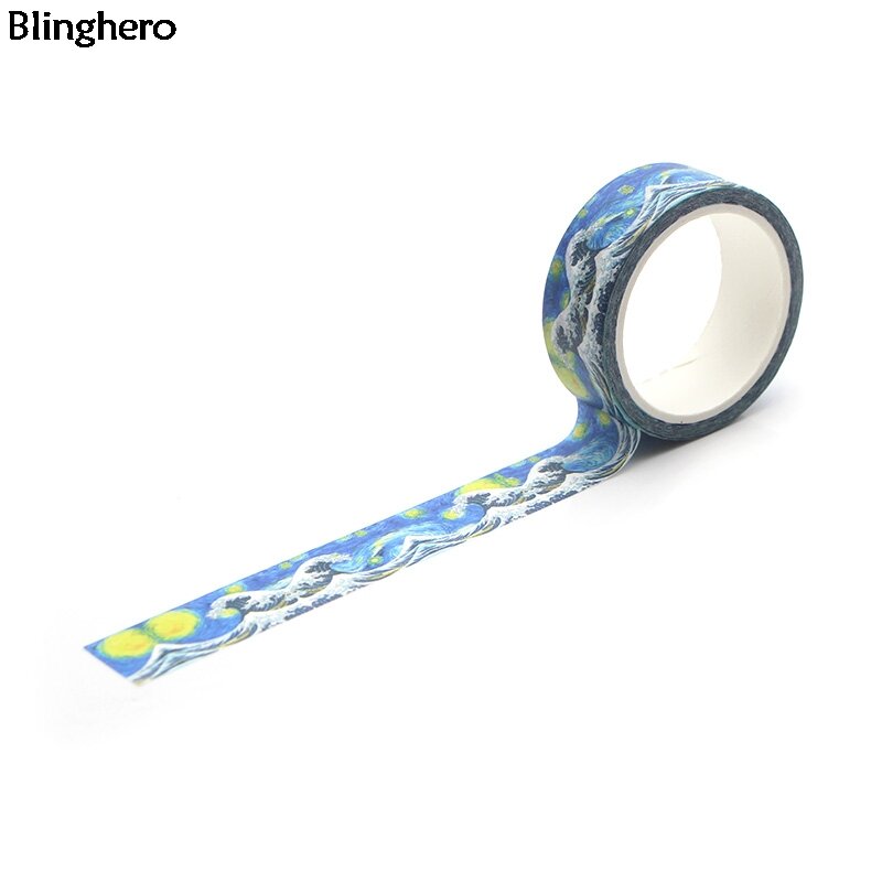 Blinghero Kanagawa Wave 15mm X 5m Cool Washi Tap DIY cinta adhesiva dibujos animados cintas decorativas pegatina de paisaje BH0040