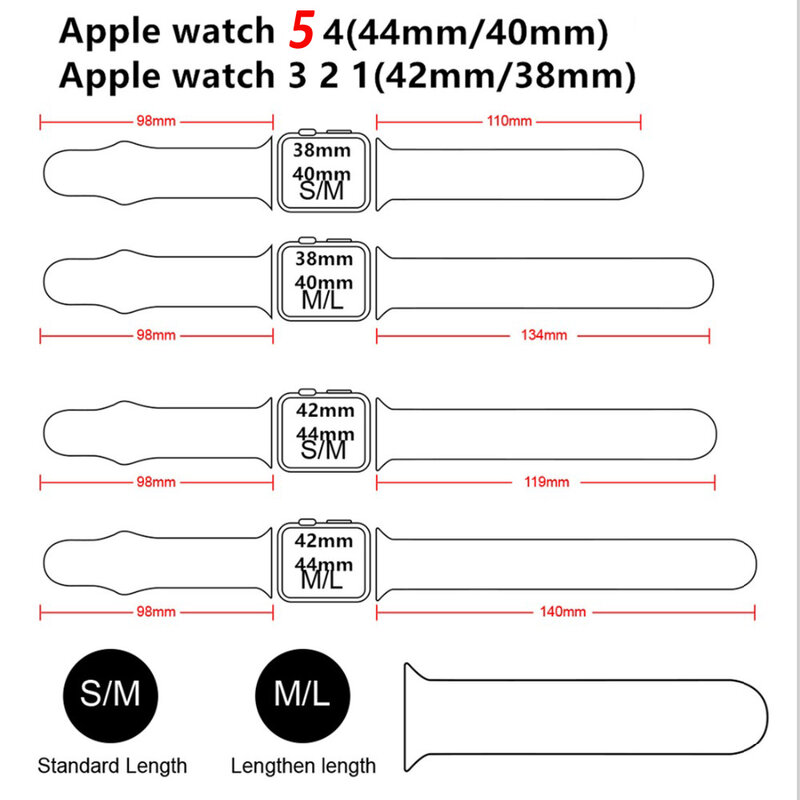 Bracelet en Silicone pour Apple, en caoutchouc souple, Sport, ceinture, iWatch série 6 5 4 3 SE, 44mm 38mm, 42mm 40mm