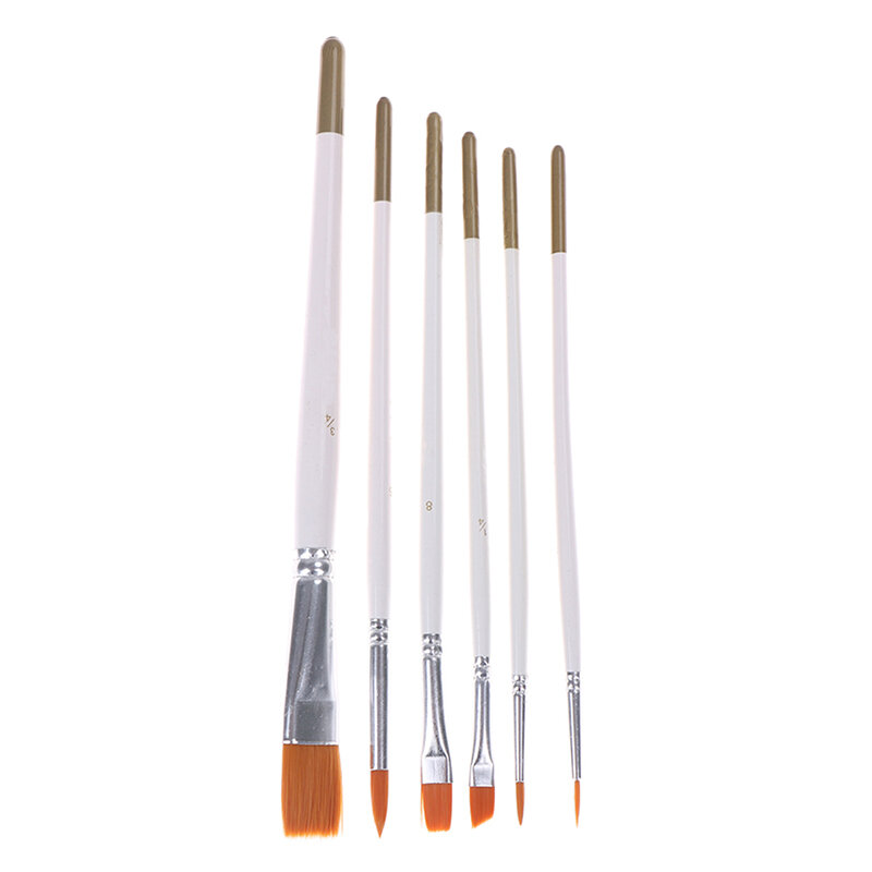10pcs/6pcs Watercolor Gouache Paint Brushes Different Shape Round Pointed Tip Nylon Hair Painting Brush Set Art Supplies