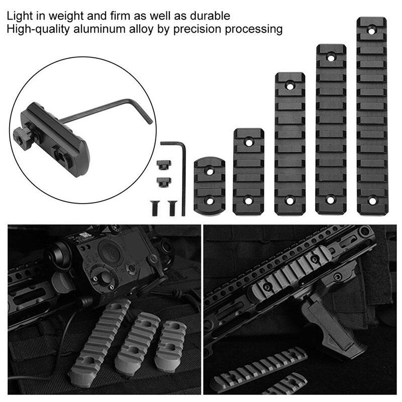 M-lok-riel Picatinny táctico de 21mm para Mira de Rifle, adaptador de sección de rieles de aluminio, 5, 7, 9, 11, 13 ranuras, sistema de Riel lateral Mlok, nuevo