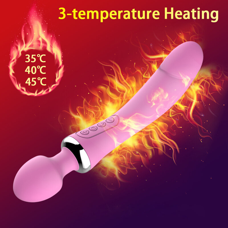 Vibrador con calefacción para uso de adultos, varita masajeadora a prueba de agua, con estimulador de clítoris y punto G, temperatura de hasta 39.5C y 7 modos de vibración diferentes