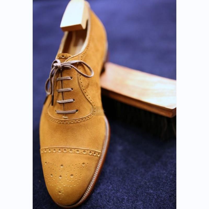 Zapatos Oxford de ante de imitación para hombre, calzado con cordones, a la moda, KS593