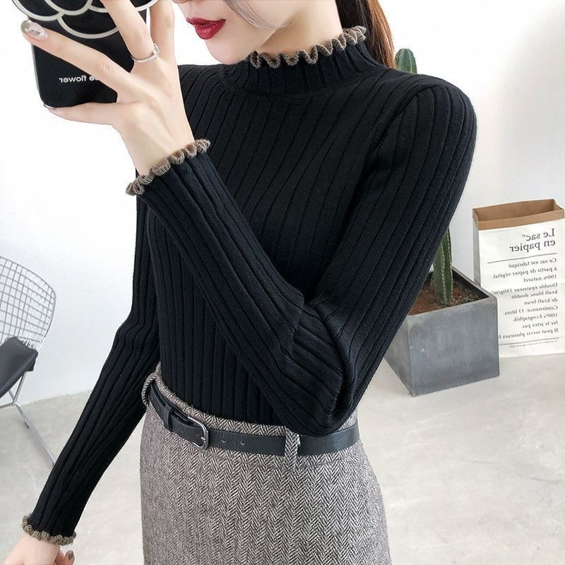 Suéter de punto de manga larga para Mujer, Jersey elástico básico de estilo coreano, Y938, otoño e invierno, 2023