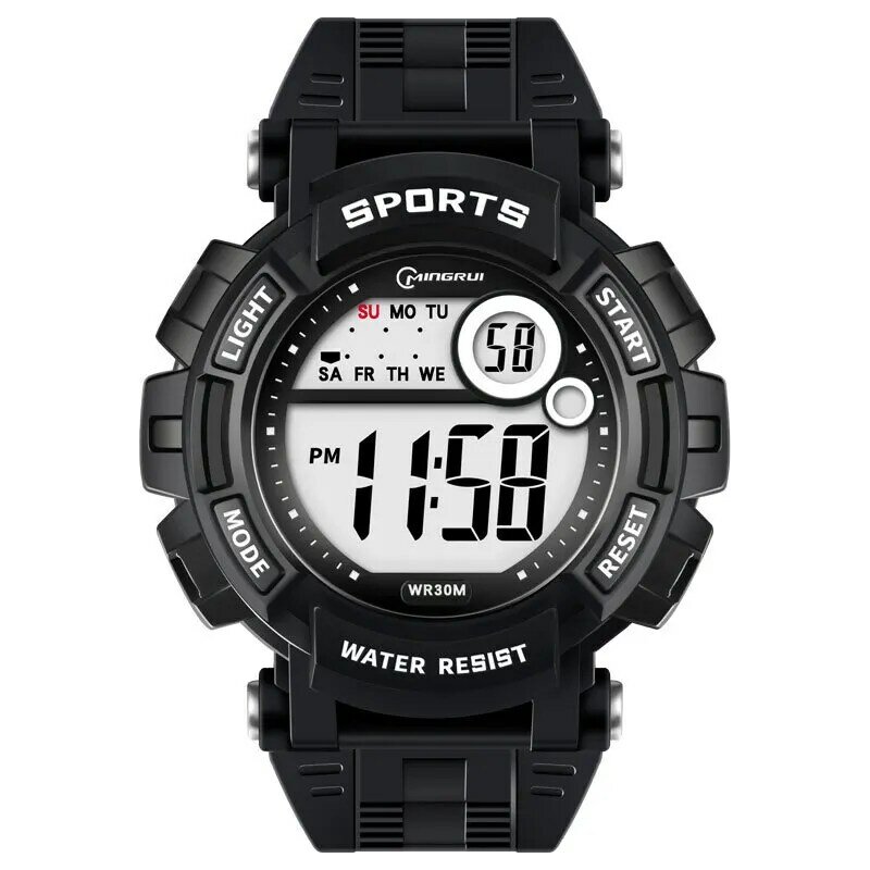 Часы детские спортивные в стиле милитари, водонепроницаемые светодиодные наручные часы с будильником, электронные цифровые