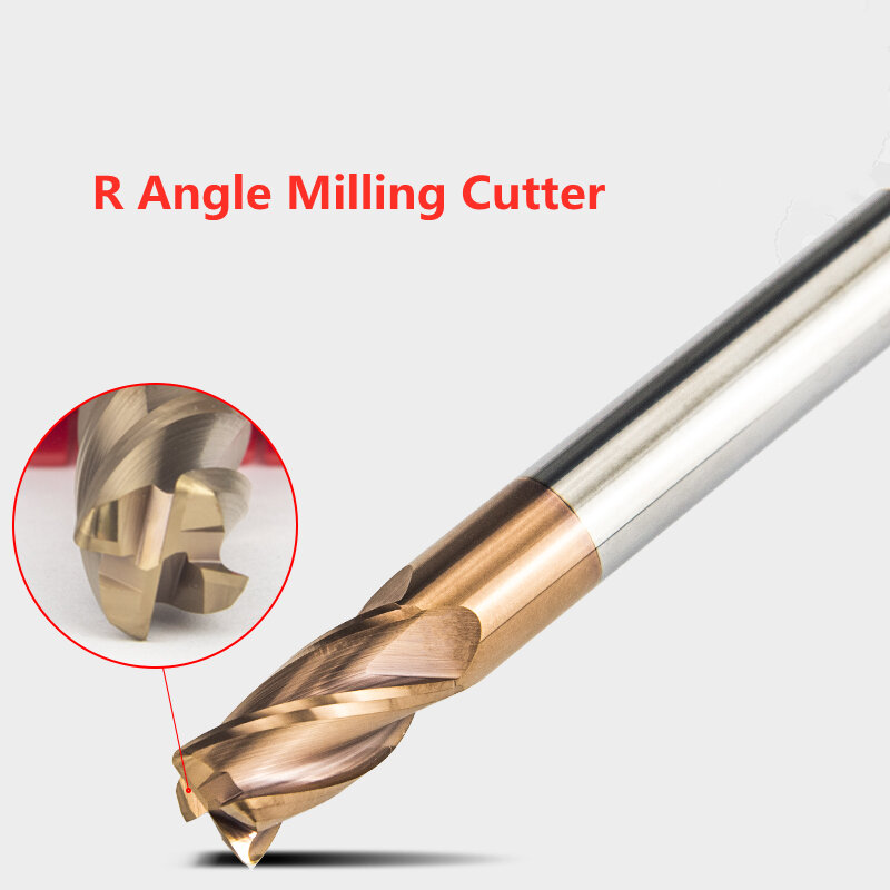 HRC60 4 Flute R Angle Baja Tungsten Alloy Milling Cuttersemen Carbide Baja Tungsten CNC Straight Shank End Mill R0.2