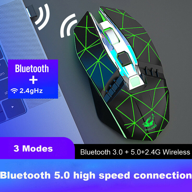2400DPI Drahtlose Lade Gaming Maus 2,4 Ghz Hintergrundbeleuchtung Mechanische Stumm Optische Maus 6 Taste Einstellbar DPI für Pc Laptop