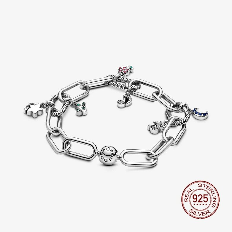 2021 venda superior 925 prata esterlina moda me delgado link pulseira ajuste tira charme contas pendentes para presente de jóias femininas