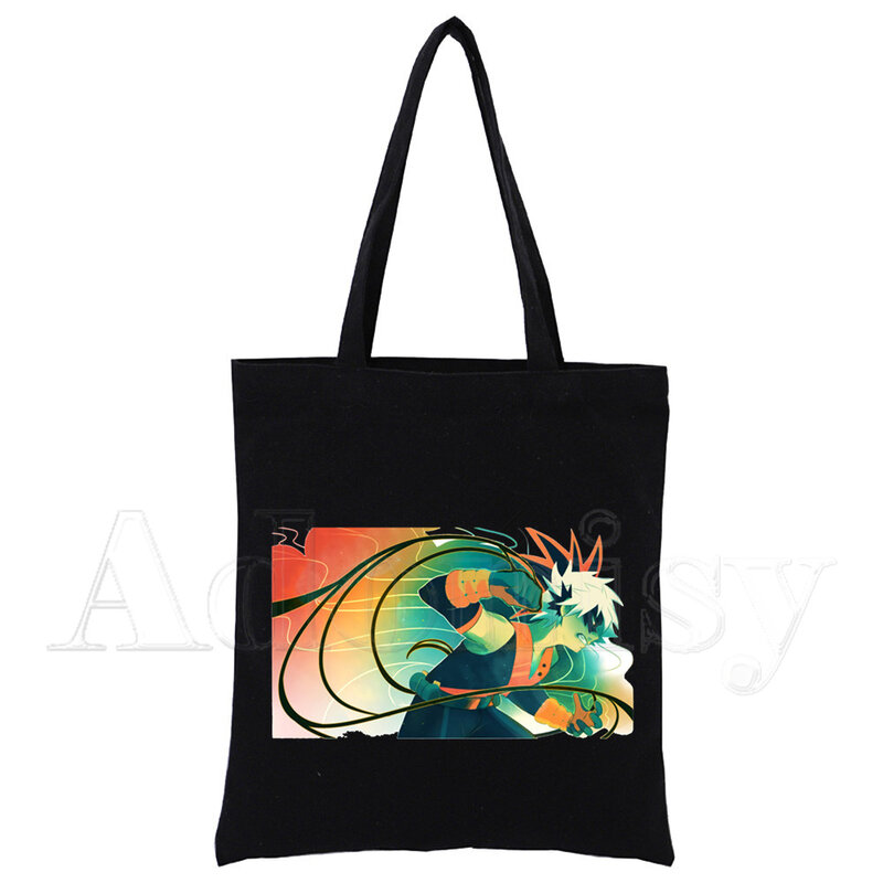 Boku No Anime My Hero Academia Bakugou Katsuki graficzny nadruk kreskówkowy torby na zakupy dziewczyny moda Casual Pacakge torebka czarna