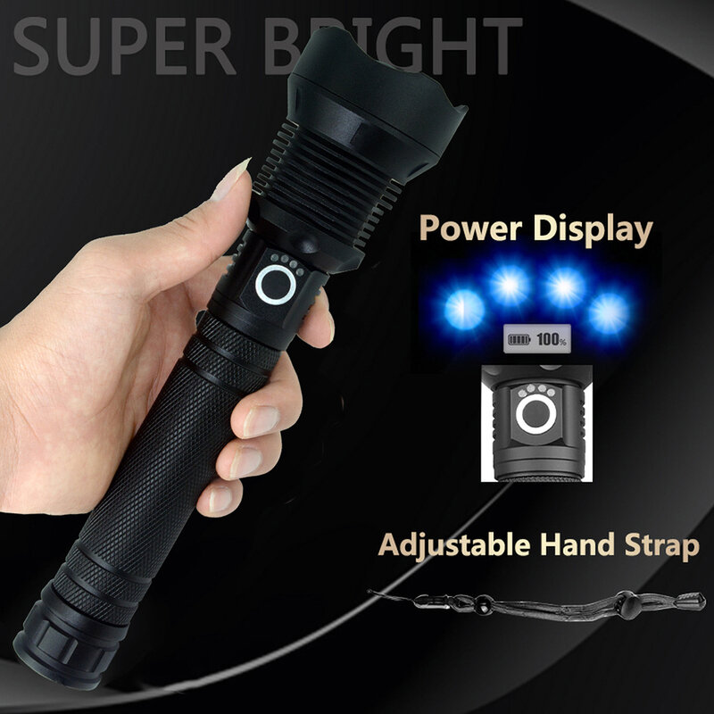 USB Перезаряжаемый Фонарик XHP70, Гибкая телескопическая зубная тактическая светодиодная лампа, очень яркая водонепроницаемая лампа