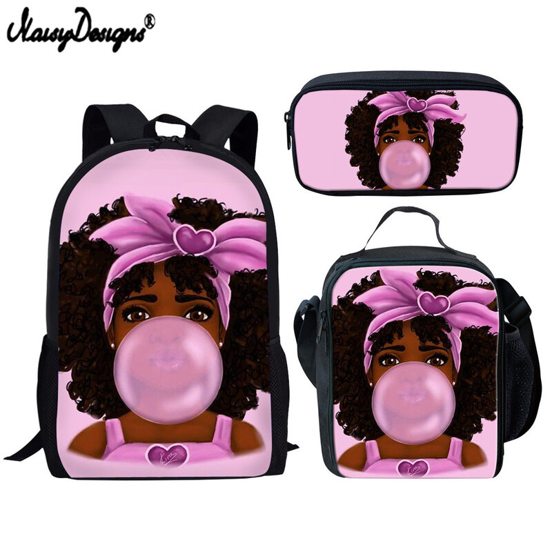 Noisydesigns crianças sacos de escola para crianças menina negra magia afro senhora impressão saco escolar adolescentes bolsa de livro de ombro mochila