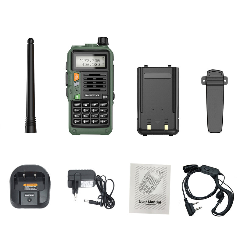 UV-S9 verde di BAOFENG più il ricetrasmettitore tenuto in mano potente 10W con la Radio bidirezionale UV-5R del prosciutto del walkie-talkie della banda doppia di VHF di UHF