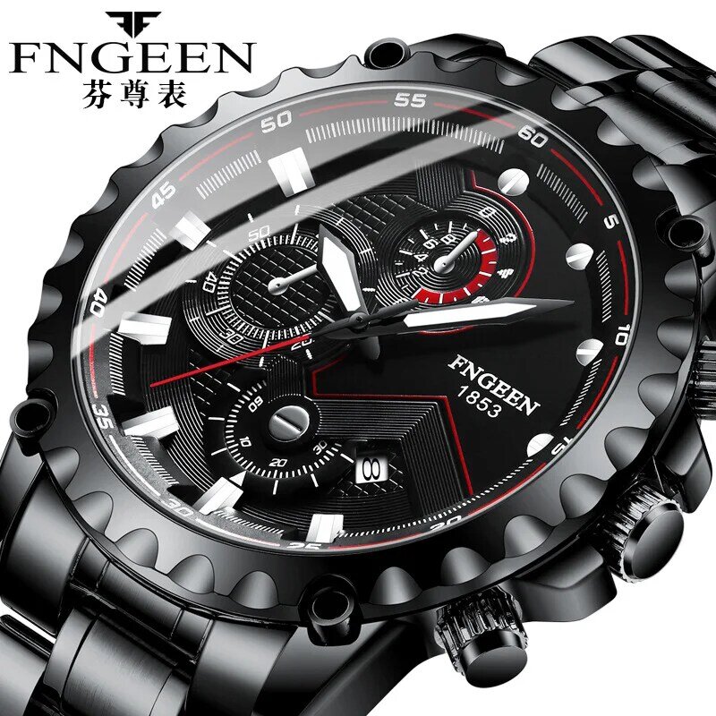 Männer Uhren Marke Luxus Edelstahl Schwarz Blau Wasserdichte Quarzuhr Männer Mode Chronograph Männlichen Sport Military Uhr