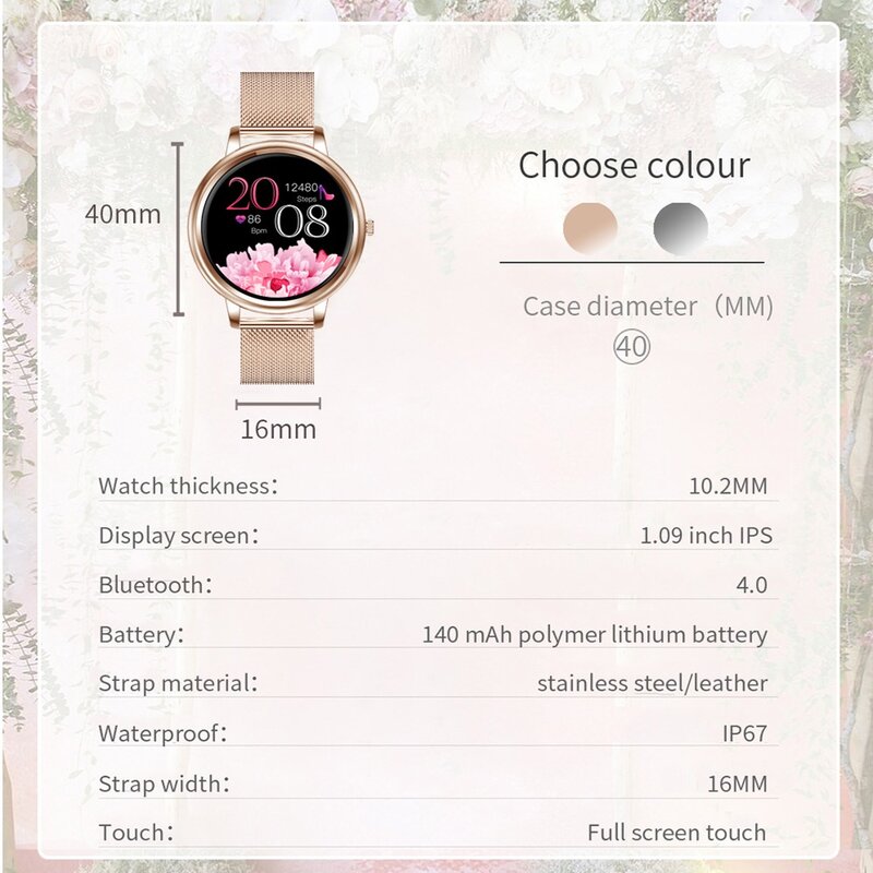 Proker 스마트 워치 2020 풀 터치 컨트롤 라운드 스크린 패션 여성 Smartwatch 레이디 건강 추적 시계 iOS 안드로이드에 대한