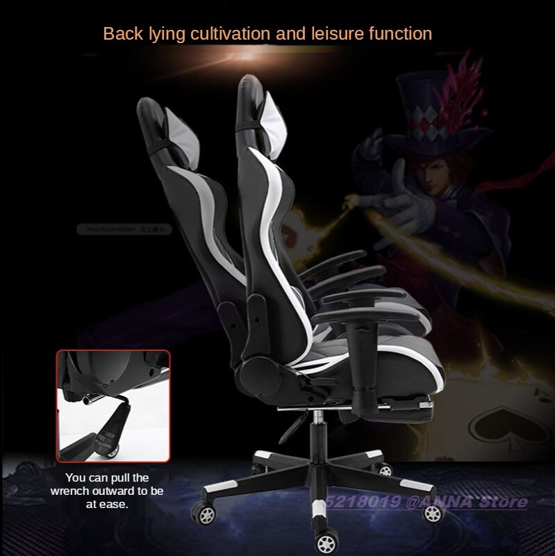 2020 Most Popular Game Chair Cool Black Computer Desk Set Home Office Supplies Swivel Ergonomic Latex Cushion Footrest Optional