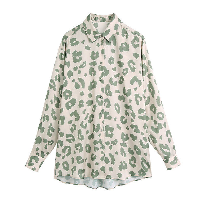 Blusas holgadas con estampado de leopardo para mujer, Blusas Vintage de manga larga con botones, Tops elegantes