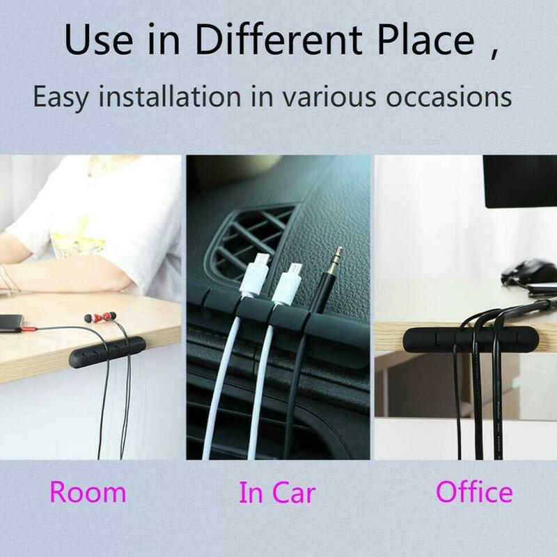 Silicone Cable Organizer USB Cable Holder Flexible Cable Winder Management cable Clips Holder For Mouse Keyboard Earphone Car