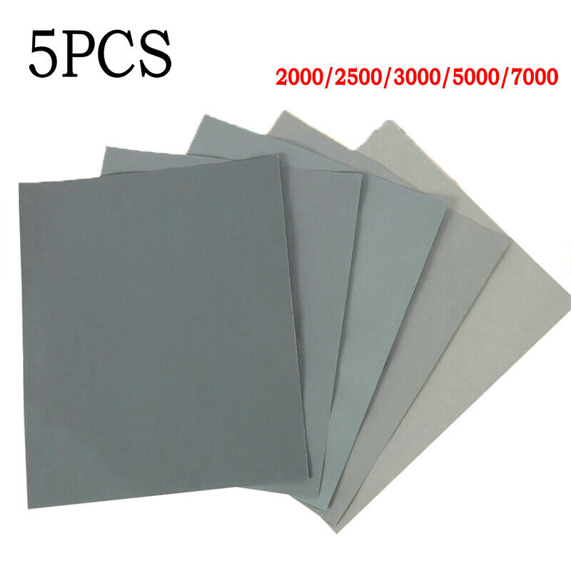 5pcs Sand Paper Wet Dry Sandpaper Soft Paper Base Precision Polishing 2000 2500 3000 5000 7000 Car Paint Mixed Assorted Grit