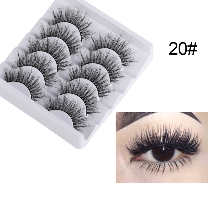 5 Pairs 3D/5D Lashes Faux Cils Mink Lashes False Eyelashes Full Volume Wispies Fluffy Lashes Extension Eye Makeup Tools Handmade
