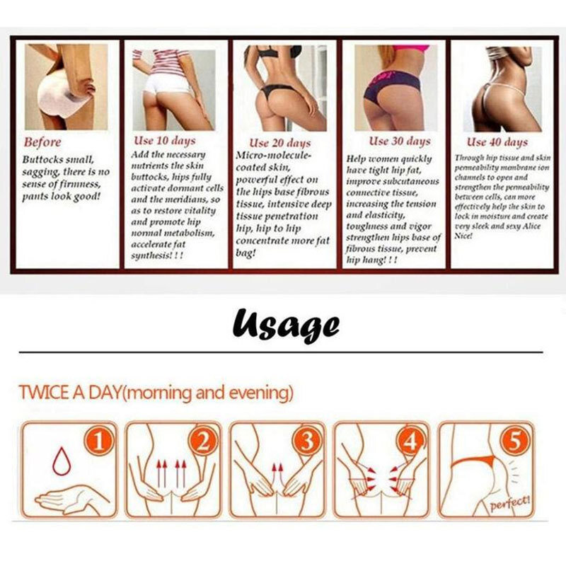 Huile essentielle Sexy pour agrandissement des hanches et des fesses, Lifting et agrandissement efficaces des fesses, crème raffermissante pour les hanches