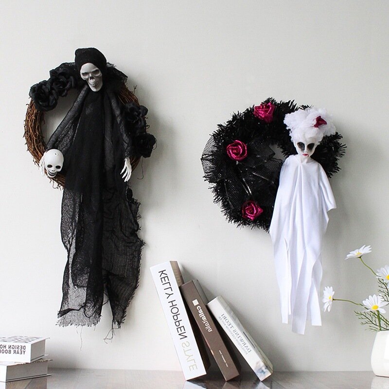 Pendentif couronne de fantôme blanc pour Halloween, accessoire de décoration de maison hantée, Festival des fantômes, fête des pirates, 2021