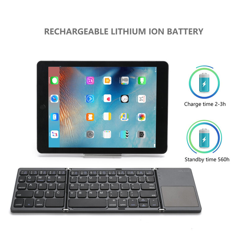KUU Portatile Due Volte Pieghevole Russo Tastiera Senza Fili di Bluetooth Pieghevole Touchpad Tastiera per IOS/Android/Finestre ipad Tablet