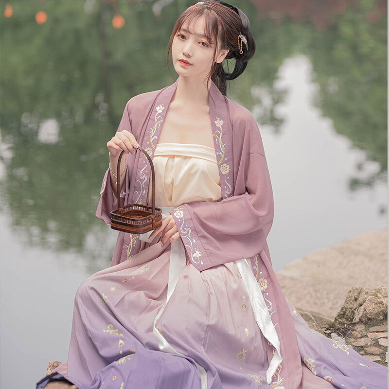 Conjunto de vestidos femininos hanfu, vestidos tradicionais chineses de outono, fantasias de carnaval, trajes de fadas, roupa da dinasão tang para mulheres, 3 pçs