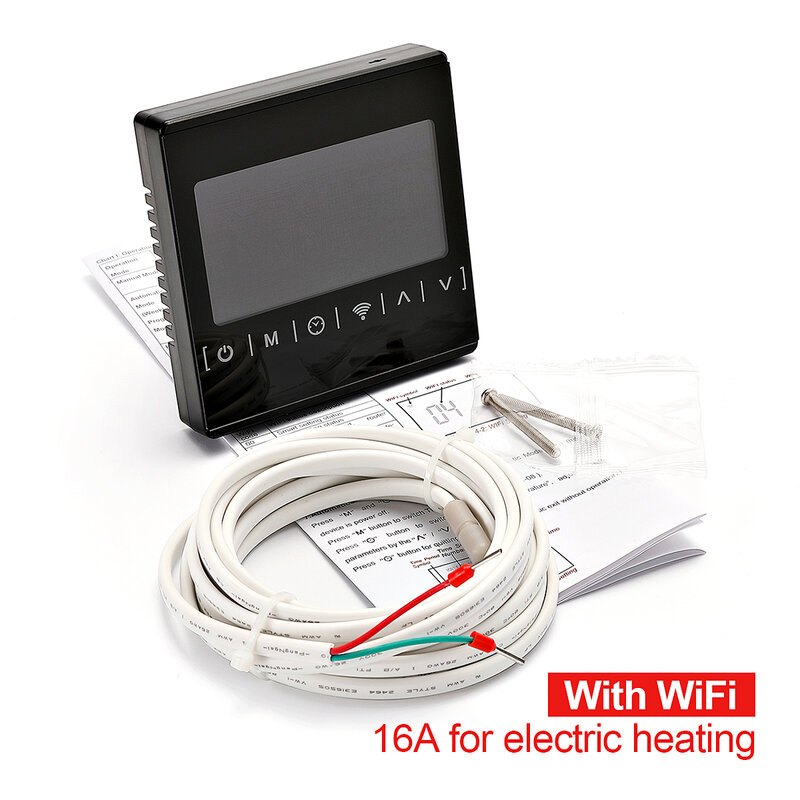 NEW110V 120V 230V tutto Touch Screen termoregolatore termoregolatore nero retroilluminazione riscaldamento elettrico termostato ambiente WiFi