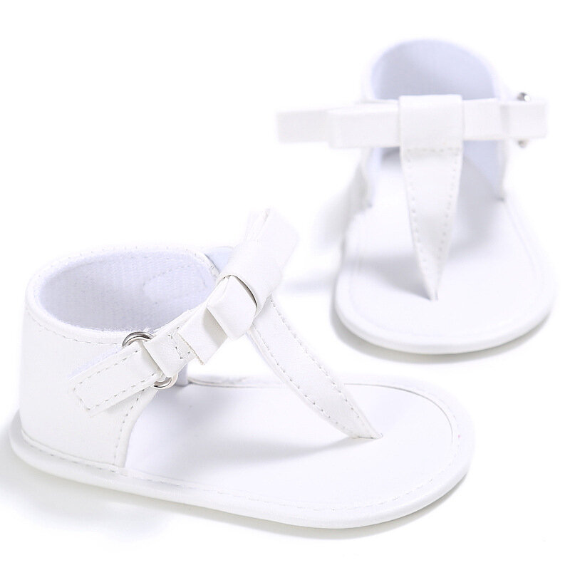 Baru Mode Musim Panas Kasual Balita Bayi Anak Perempuan Sandal Sepatu Solid Datar dengan Tumit Hook Ikatan Simpul Prewalker Anti-Slip Kereta Dorong Bayi sepatu