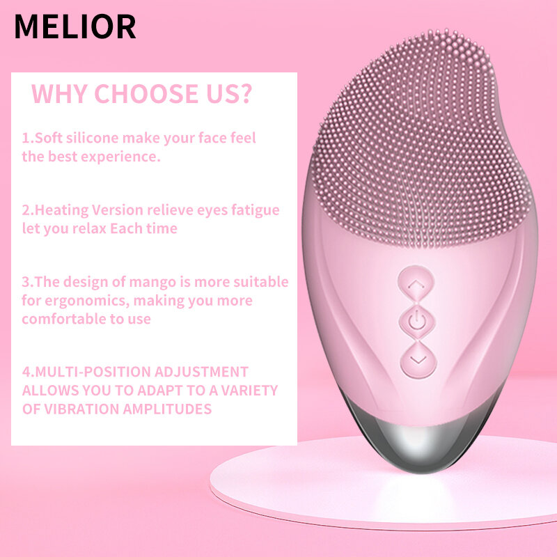 Electric Facial Cleansing Brush USB Rechargeable Skin Massage Heated Electric Facial Cleanser Silicone Face Cleansing Brush NEW