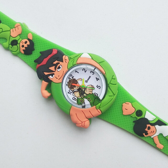 HBiBi – montre-bracelet pour enfants, montre-bracelet en caoutchouc, Cool, motif plante verte, pour garçons et filles