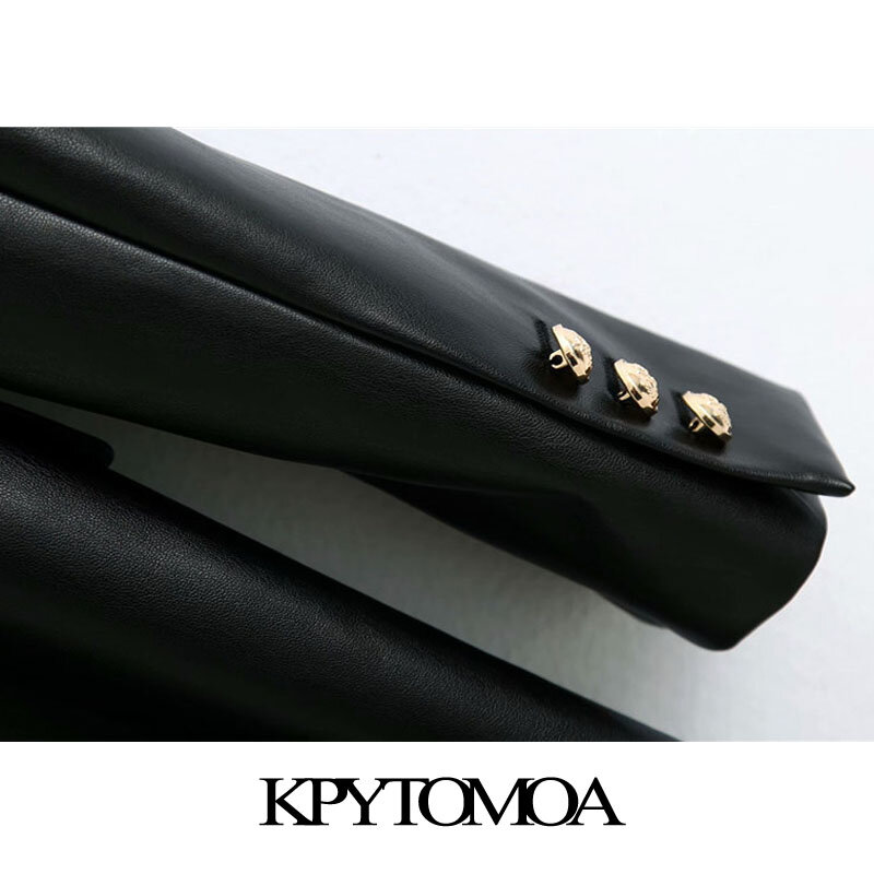 KPYTOMOA – blouson Vintage en Faux cuir pour femme, vêtement d'extérieur Chic, Double boutonnage, manches longues, à la mode, 2020