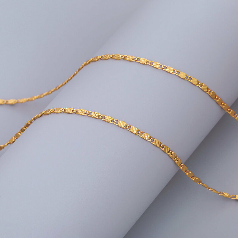 European and American Fashion Short Clavicle Chain AliExpress Hot Sale 18K Gold Necklace 2mm Flat Chain Pendant Necklace