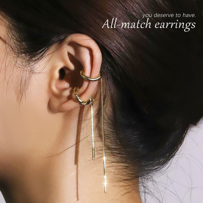 HI MAN French Crystal Long Short Asymmetrical Ear Bone Clip Women Exquisite Fashion Show Jewelry Gift Accessories