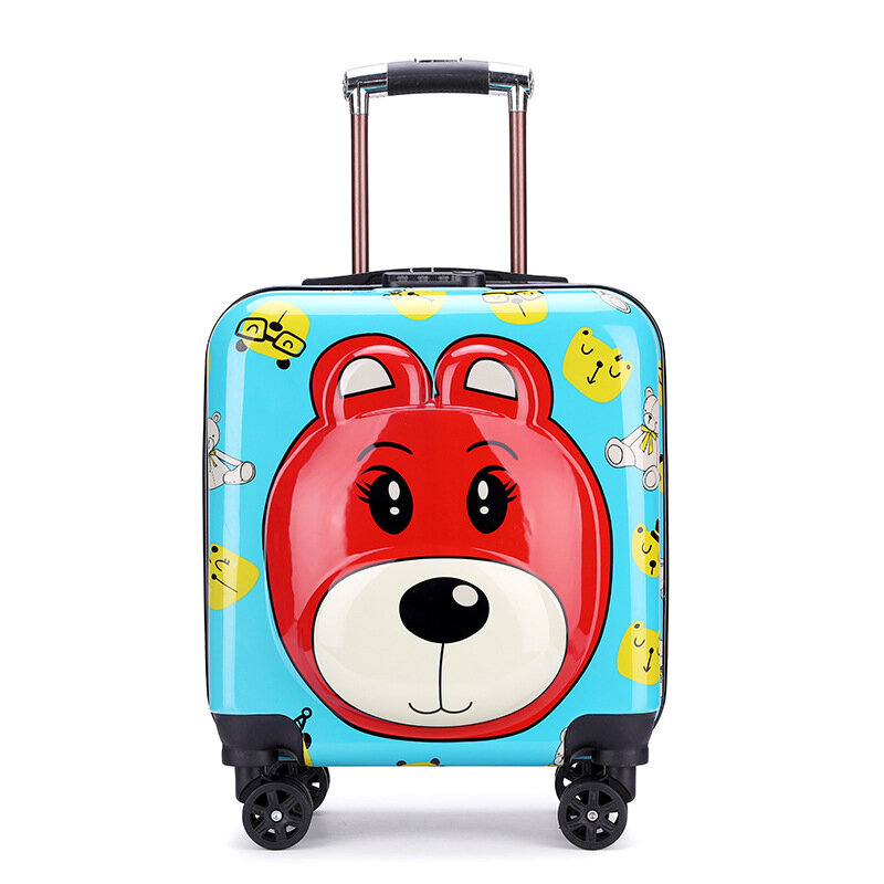 Mala de viagem infantil com desenho de animais, 18 polegadas, carrinho, bagagem, mochila infantil, presente, mala infantil fofa