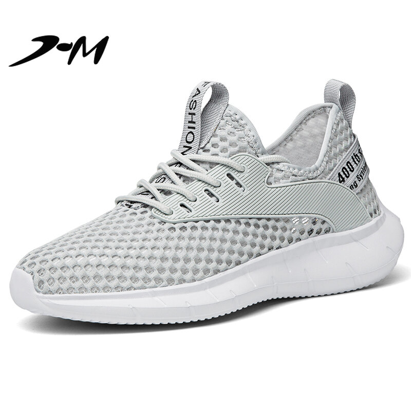 Mesh Men's Casual Shoes Hollow Fashion Summer Breathable Sneaks Lightweight Comfortable Wear-Resistant White Shoes Lace-up Soft
