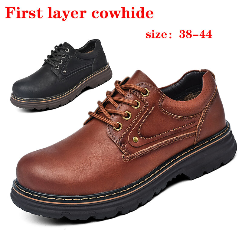 Men's high-end leather Martin shoes, fashionable outdoor casual tooling shoes, four seasons men's motorcycle shoes