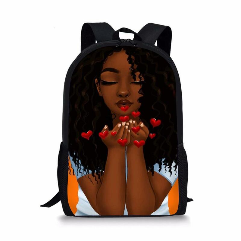 Afrikanische Rucksack Cartoon Afrikanische Schwarz Mädchen Muster Schule Tasche Kinder Nette Buch Tasche Teenager Mädchen Schulranzen Mochila