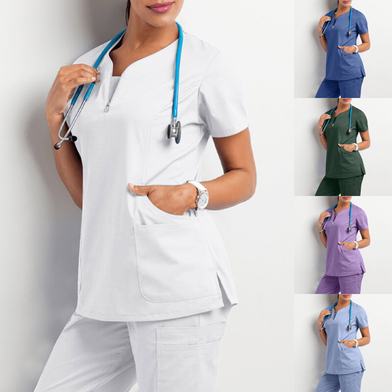 Natal enfermeiras uniforme esfrega mulheres manga curta natal