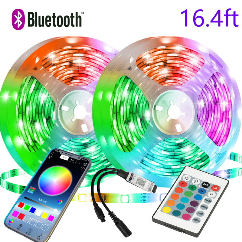 Bluetooth 24-Key Afstandsbediening En Toepassing 16.4 Ft Ahout 5M Eenvoudig Te Installeren, geschikt Voor Vakantie Partij