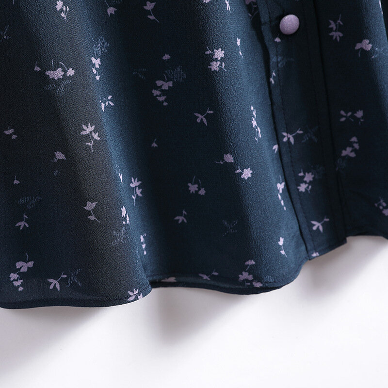 CISULI – chemise bleue en crêpe 100% soie pour Femme, Chemisier Vintage à manches longues avec impression florale, nouvelle collection
