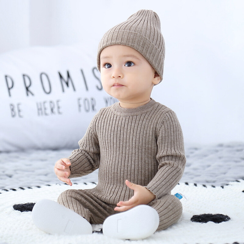 Conjunto de ropa para bebé Unisex, suéter infantil, camisa, conjunto de ropa de punto para bebé, sombrero para niña de 3 a 6 meses, ropa para bebé recién nacido