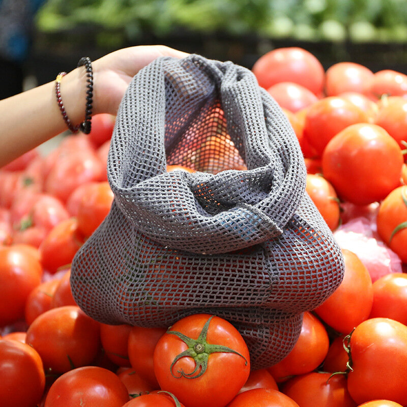 Sac de maille de coton réutilisable sacs de légumes Eco produire sac coton maille sac de stockage de légumes sacs à provisions réutilisables avec cordon